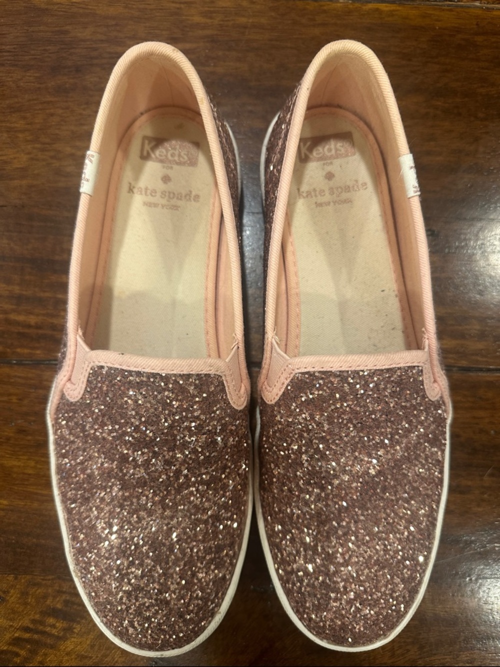 ♠️✨Kate Spade x Keds Rode Gold Glitter Slip-On Sneakers